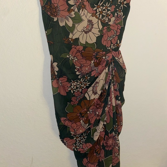 Pretty Little Thing Floral Green Pink Corset Underwire Draped Coquette Dress 12 - Picture 6 of 14